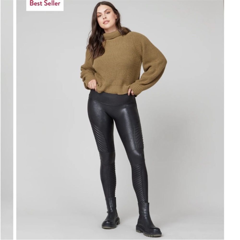 SPANX faux leather moto leggings Small